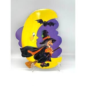 Vintage Eureka USA Halloween Die Cut Witch Decoration Double Sided 14" x 10.5"